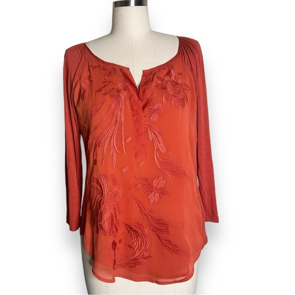 Anthropologie | Tiny Embroidered Fabric Contrasted Top Size S NWOT - Picture 6 of 10